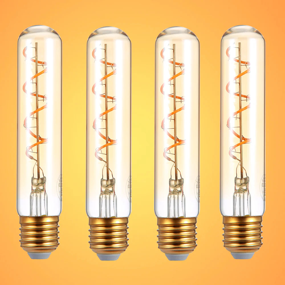 LED Filament T45 T30 Tubular Bulb E27 Edison Screw 4W Pack of 4 Warm White 18