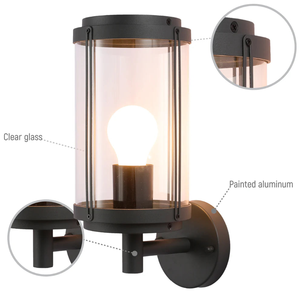 Tanaro Vintage Outdoor Wall Lantern E27 Dark Grey 6