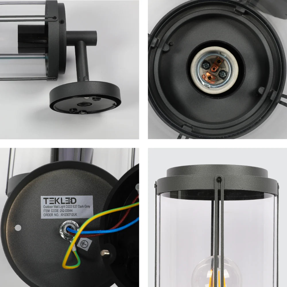 Tanaro Vintage Outdoor Wall Lantern E27 Dark Grey 7