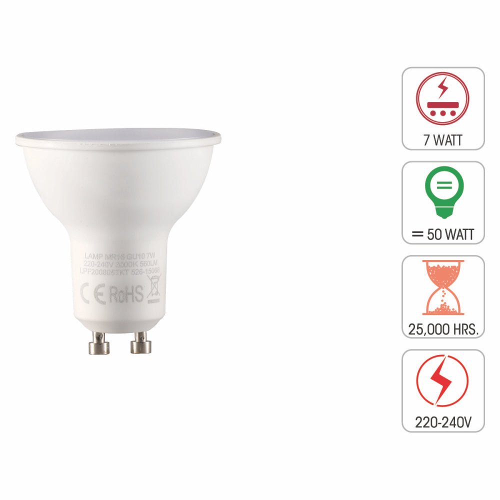 Technical specification of  lepus led spot bulb mr16 gu10 7w 3000k warm white pack of 6/10