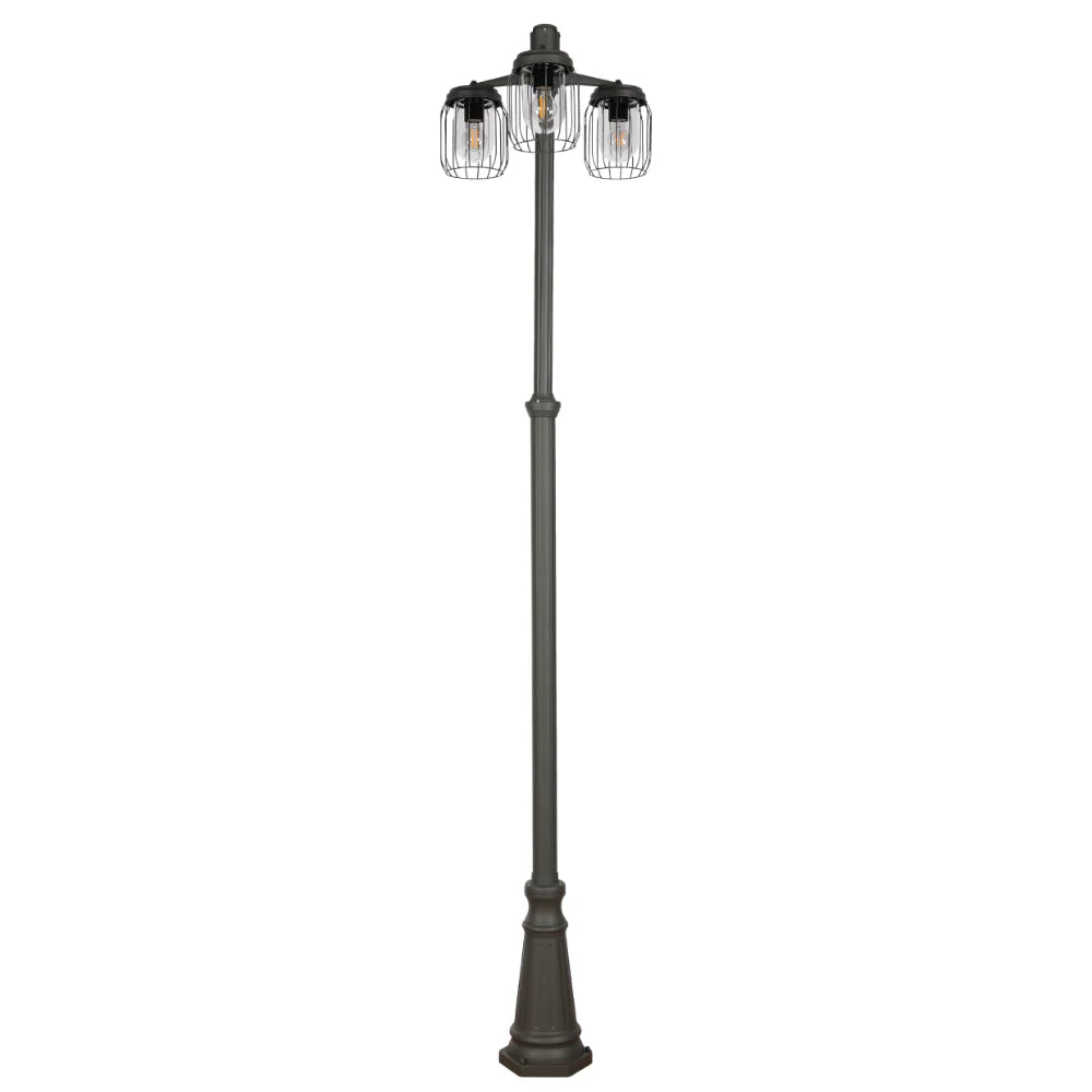 Tuela Outdoor Garden Pathway Lamp Post Top 3 Light Dark Grey 1