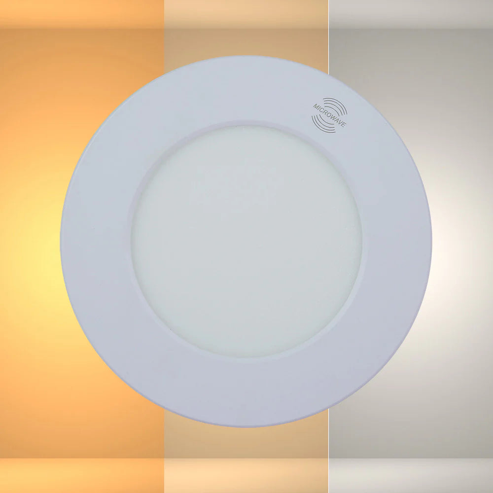 Universal Downlight LED Round Panel Light with Built-in Microwave Sensor 3000-6000K Warm White Cool Daylight 1