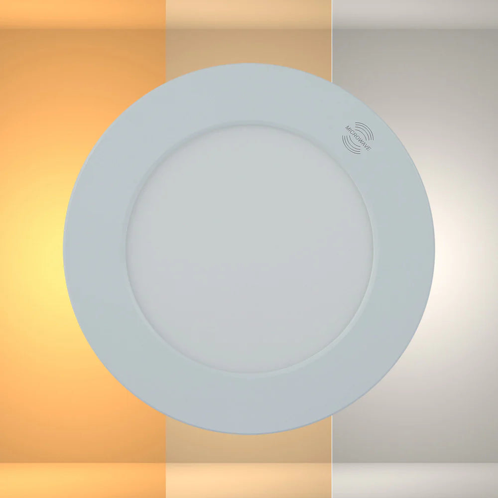 Universal Downlight LED Round Panel Light with Built-in Microwave Sensor 3000-6000K Warm White Cool Daylight 16