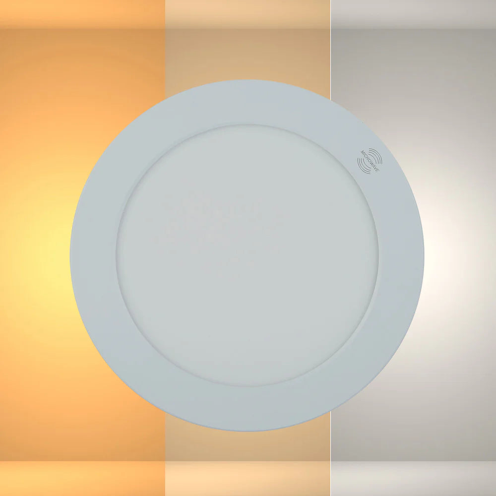 Universal Downlight LED Round Panel Light with Built-in Microwave Sensor 3000-6000K Warm White Cool Daylight 17