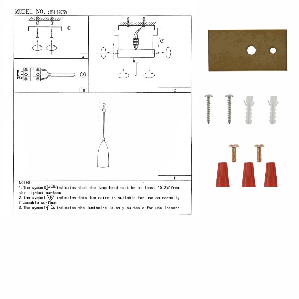 User manual for Snowdrop Clear Glass Gold Metal Pendant Wall Light with E14 Fitting | TEKLED 151-19734