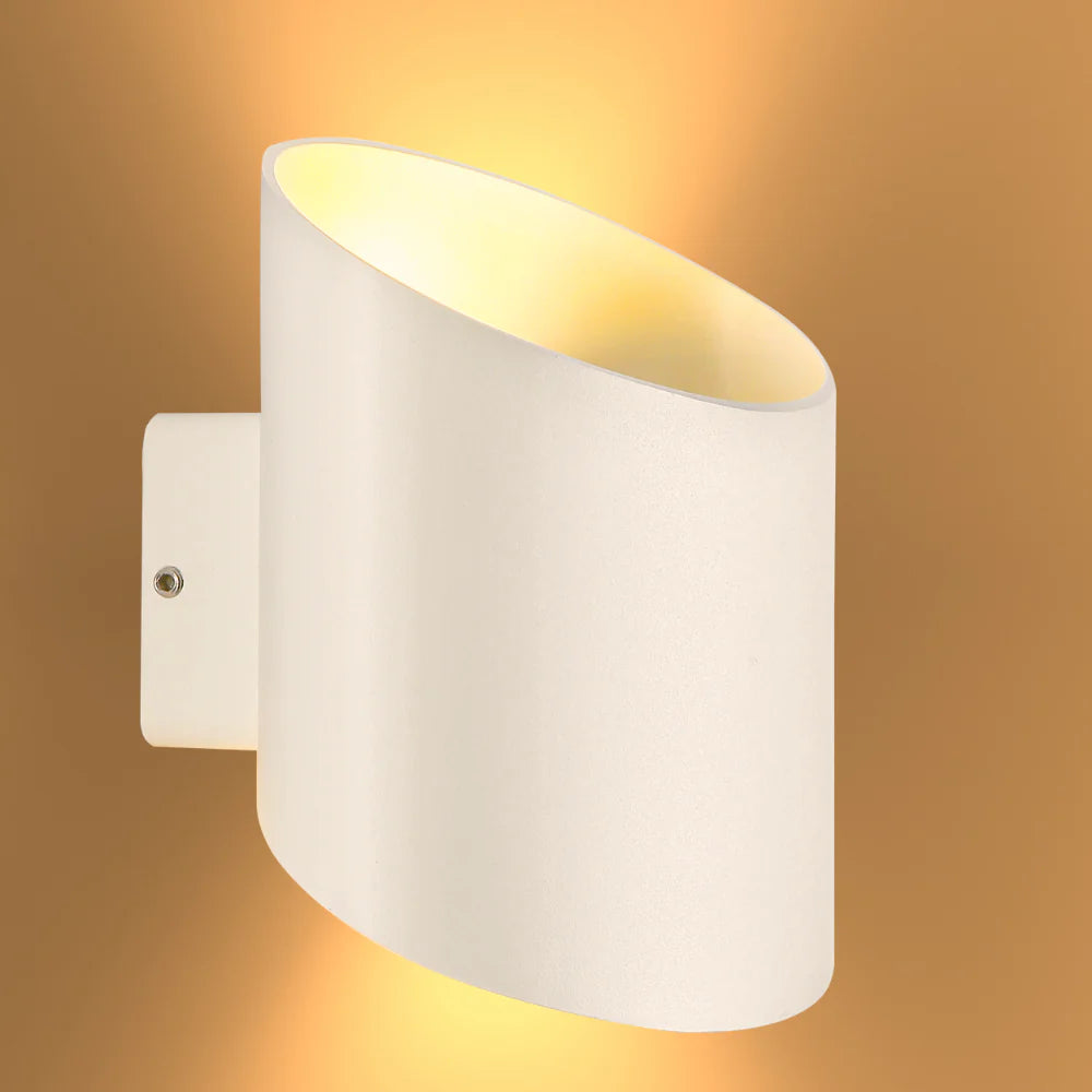 White Oblique Cylinder Up Down Outdoor Modern LED Wall Light 1