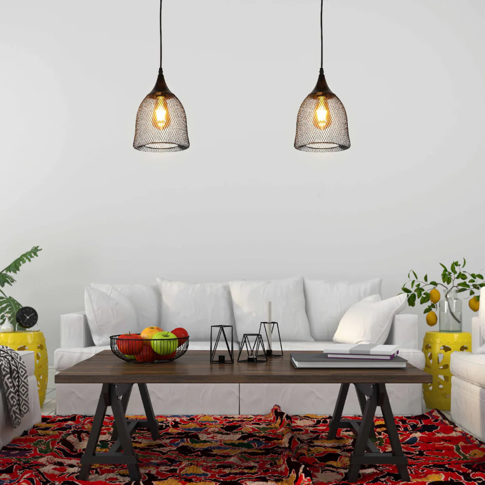 Wire Mesh Industrial Dome Pendant Ceiling Light  modest used in living room